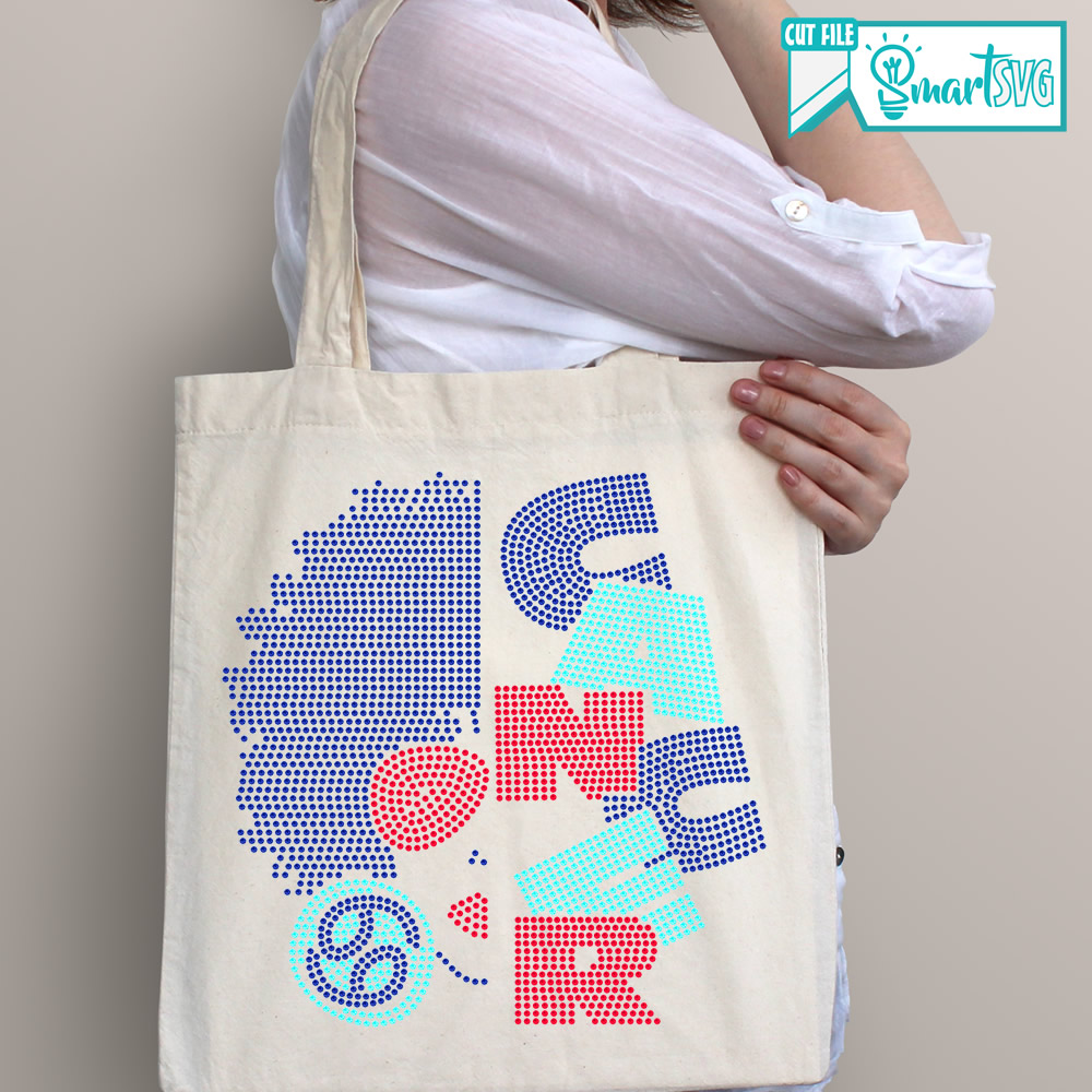 Half Face Cancer Rhinestone svg - Image 3