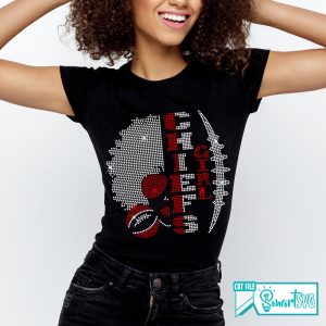 Alternative view of Chiefs Half Face Rhinestone svg