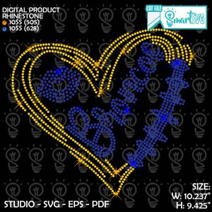 Broncos Heart Rhinestone svg